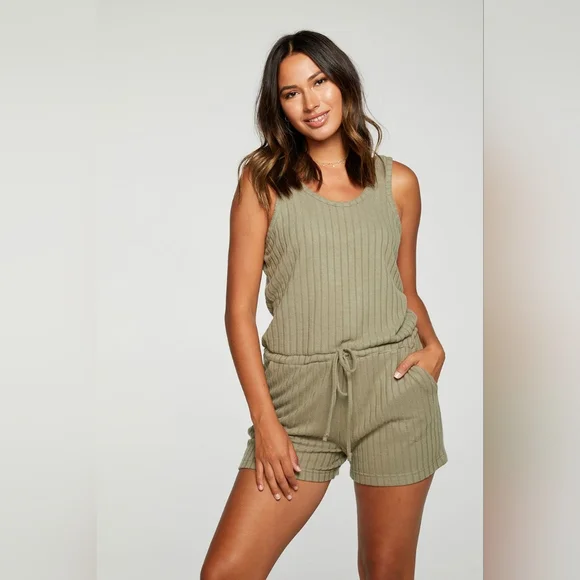 NWT Chaser Poor Boy Rib Double Scoop Tank Romper - Picture 5 of 12